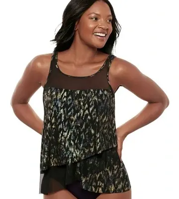 Miraclesuit Swim Sparkle Plenty Mirage Loose Fit Slimming Underwired Tankini Top