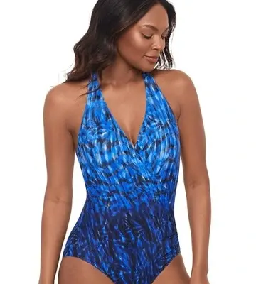 Miraclesuit Swim Paka Mayan Wrapsody Halter-Effect Shaping Swimsuit