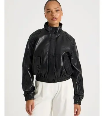 Blaq Leather Bomber Jacket