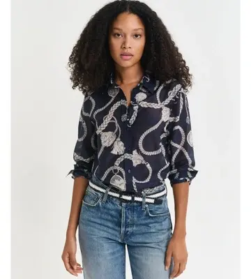 Gant Regular Fit Sailing Print Cotton Silk Shirt
