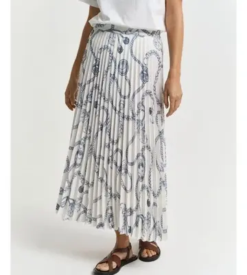 Gant Sailing Print Pleated Skirt