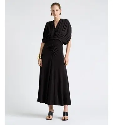 Cue Jersey Pleated Ruched Midi Dress