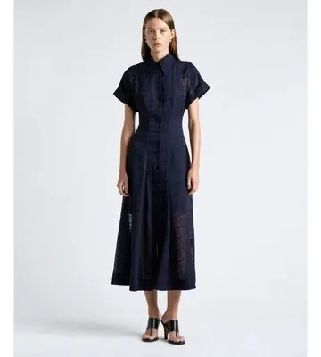 Cue Sheer Check Midi Shirt Dress