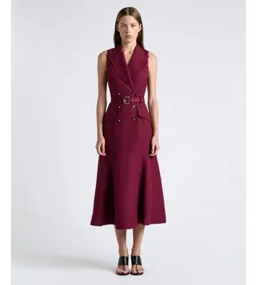 Cue Lustre Linen Blend Midi Blazer Dress