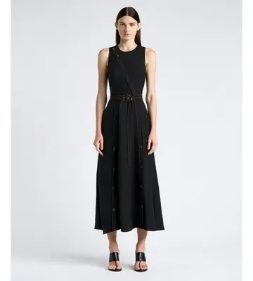 Cue Viscose Blend Topstitched Midi Dress