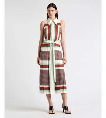 Cue Geo Tile Pleated Midi Dress