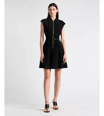 Cue Viscose Twill Pintuck Mini Dress