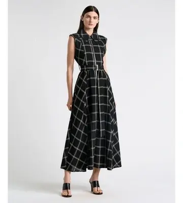 Cue Recycled Check Midi Dress
