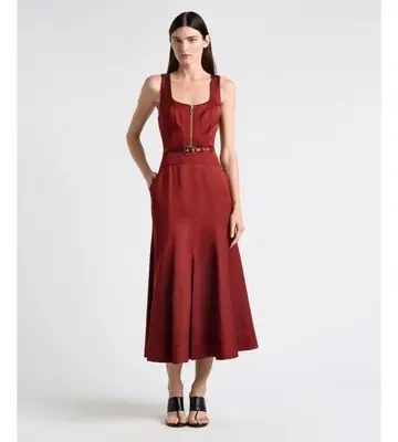 Cue Satin Panelled Midi Dress