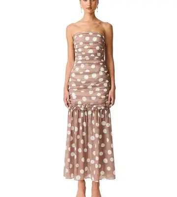 Elliatt Sola Polka Dot Strapless Gown