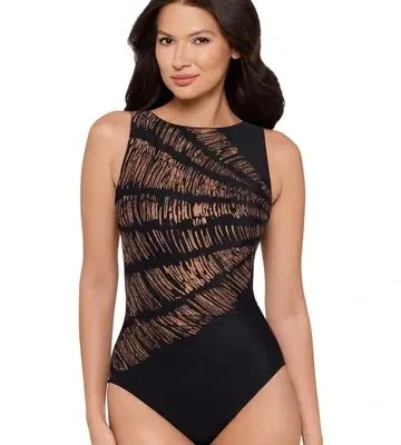 Miraclesuit Swim Costa D'oro Regatta High Neck Tummy Control Swimsuit