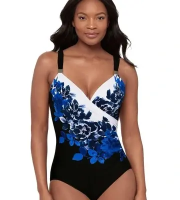 Miraclesuit Swim Ombra Fiore Siren Underwired Crossover Shaping Swimsuit