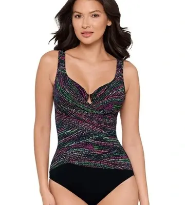 Miraclesuit Swim Light Show Layered Escape Underwired One Piece Shaping Swimsuit