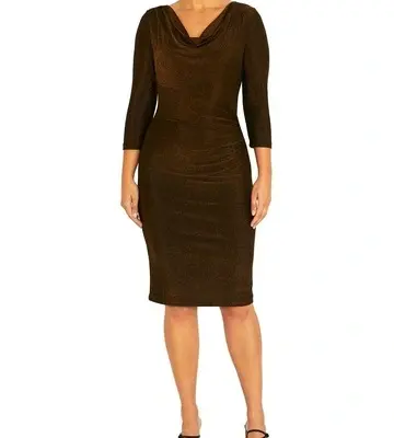 Anthea Crawford Amari Bronze Lurex Dress
