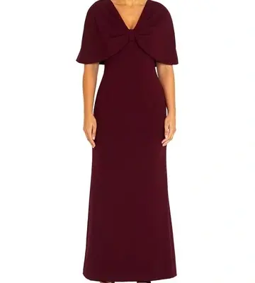 Anthea Crawford Amara Merlot Crepe Gown