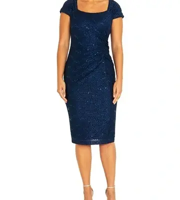 Anthea Crawford Elias Navy Lace Dress