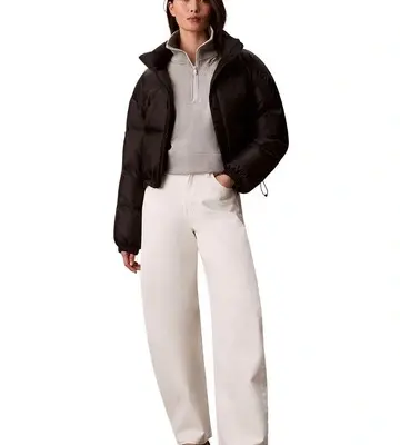 Calvin Klein Women Allover Print Logo Jacquard Puffer Jacket