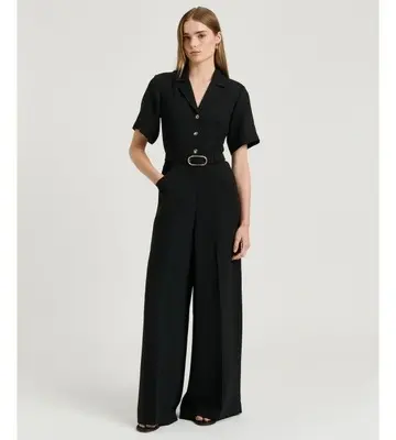 Veronika Maine Double Weave Belted Jumpsuit