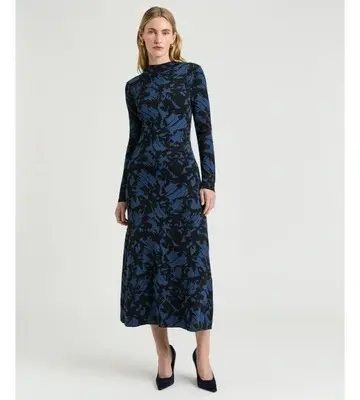 Veronika Maine Butterfly Jacquard Knit Dress