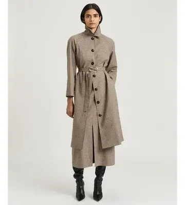 Veronika Maine WOVEN CHECK TRENCH
