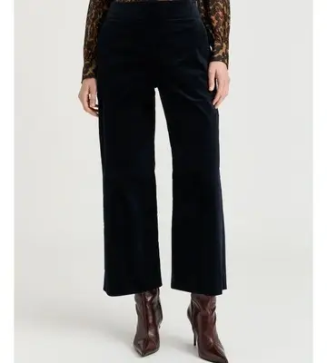 Veronika Maine Ink Stretch Velvet Flared Pant Limited stock