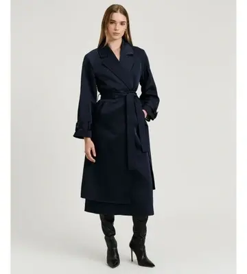 Veronika Maine Bonded Satin Trench Coat