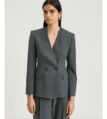 Veronika Maine MELANGE SUITING COLLARLESS BLAZER