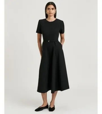 Veronika Maine DOUBLE WEAVE FLARED MIDI DRESS
