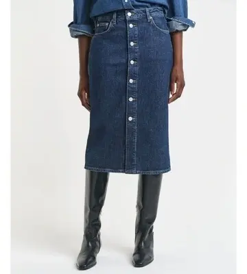 Gant Buttoned Midi Denim Skirt