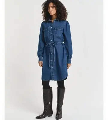 Gant Puff Sleeve Denim Dress