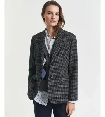 Gant Regular Fit Wool Houndstooth Blazer