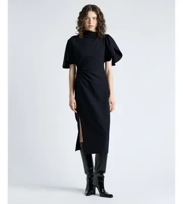 Cue Crepe Draped Neck Midi Dress