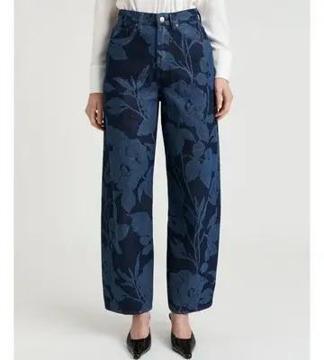 Veronika Maine SHADOW FLORAL BARREL LEG JEAN