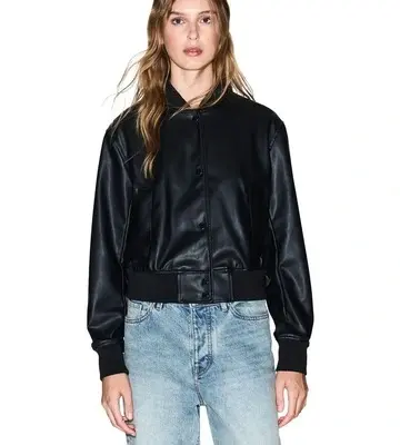 Armani Exchange Essential Leather Bomber Jacket