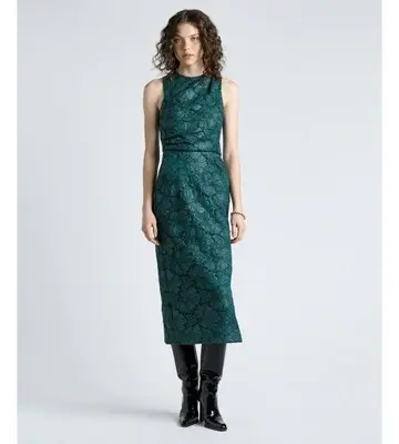 Cue European Coated Lace Column Dress