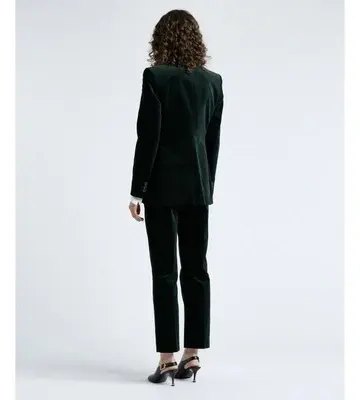 Cue Jade Stretch Velvet Hourglass Blazer
