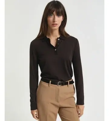 Gant Seamless Buttoned Long Sleeve Polo Shirt