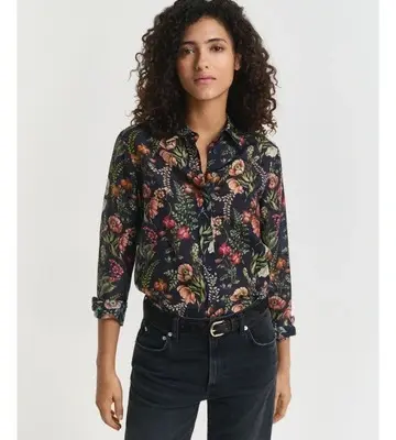 Gant Regular Fit Floral Printed Cotton Silk Shirt