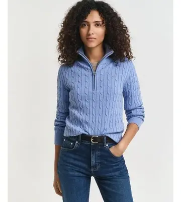 Gant Stretch Cotton Cable Knit Half-Zip Knit