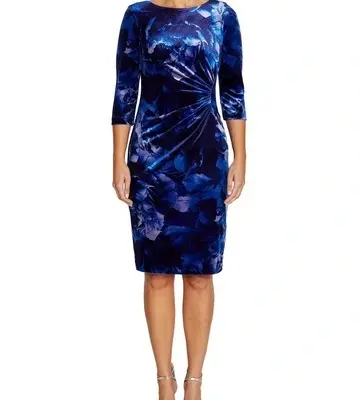 Anthea Crawford Lottie Sapphire Velour Dress
