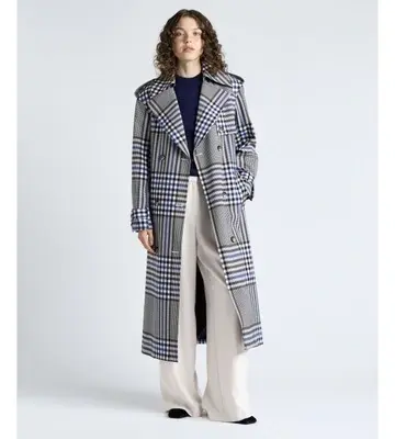 Cue European Oversized Check Trench