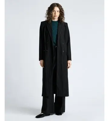 Cue Pinstripe Double Breasted Coat