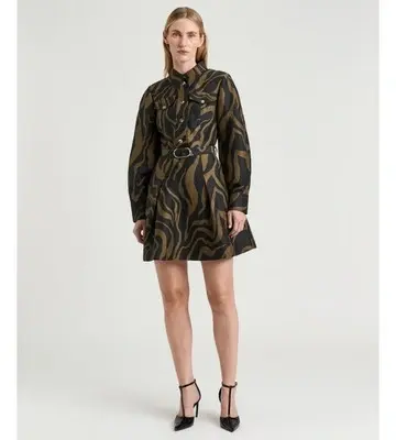 Veronika Maine Abstract Zebra Linen Viscose Shirtdress