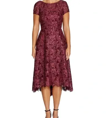 Anthea Crawford Stellar Sequin Lace High-low Dress
