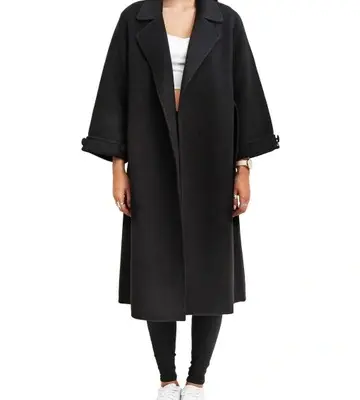 Belle & Bloom Stay Wild Black Wool Oversized Coat