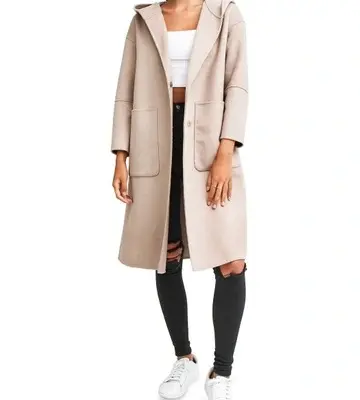 Belle & Bloom Walk This Way Sand Wool Blend Oversized Coat