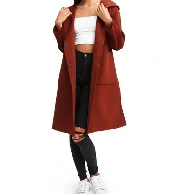 Belle & Bloom Walk This Way Brick Wool Blend Oversized Coat
