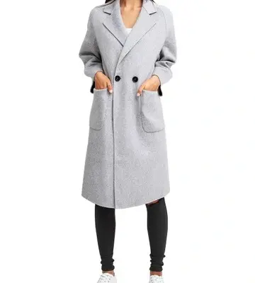 Belle & Bloom Publisher Grey Marl Double-Breasted Wool Blend Coat