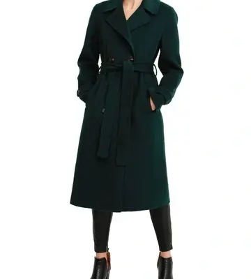Belle & Bloom Front Runner Belted Coat Dark Green