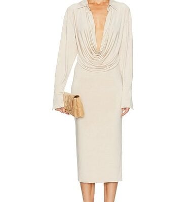 The Andamane Lilia Deep V Collar Midi Dress